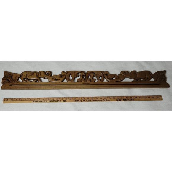 Wooden Wall Rod Rack Handmade Decorative Display Home Decor Elephant Leaf Leaves - Picture 6 of 6